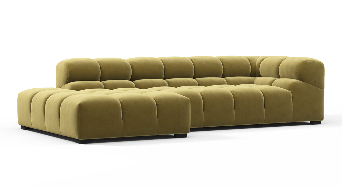 Tufty - Tufty Sectional, Small L, Left, Olive Gold Velvet