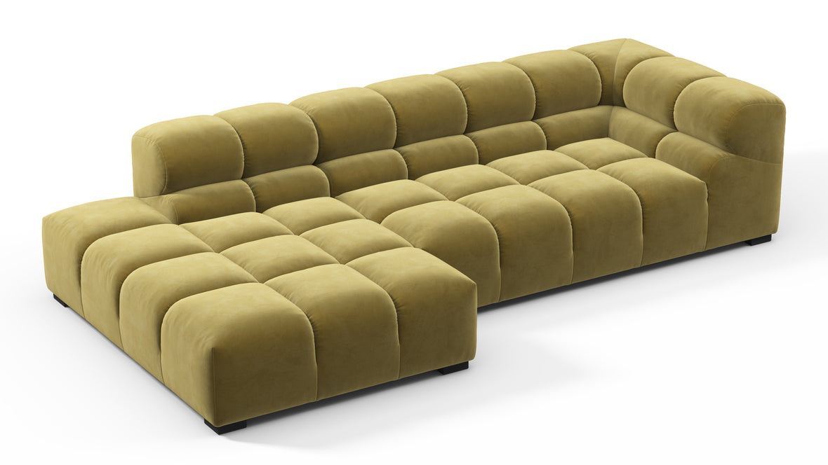 Tufty - Tufty Sectional, Small L, Left, Olive Gold Velvet