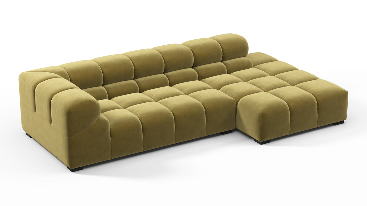 Tufty - Tufty Sectional, Small L, Right, Olive Gold Velvet