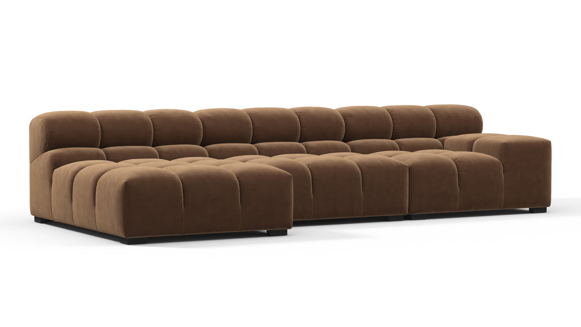Tufty - Tufty Sectional, Small, Left Chaise, Mocha Velvet