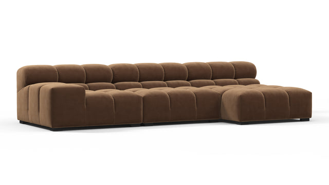 Tufty - Tufty Sectional, Small, Right Chaise, Mocha Velvet