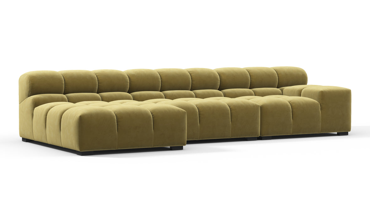 Tufty - Tufty Sectional, Small, Left Chaise, Olive Gold Velvet