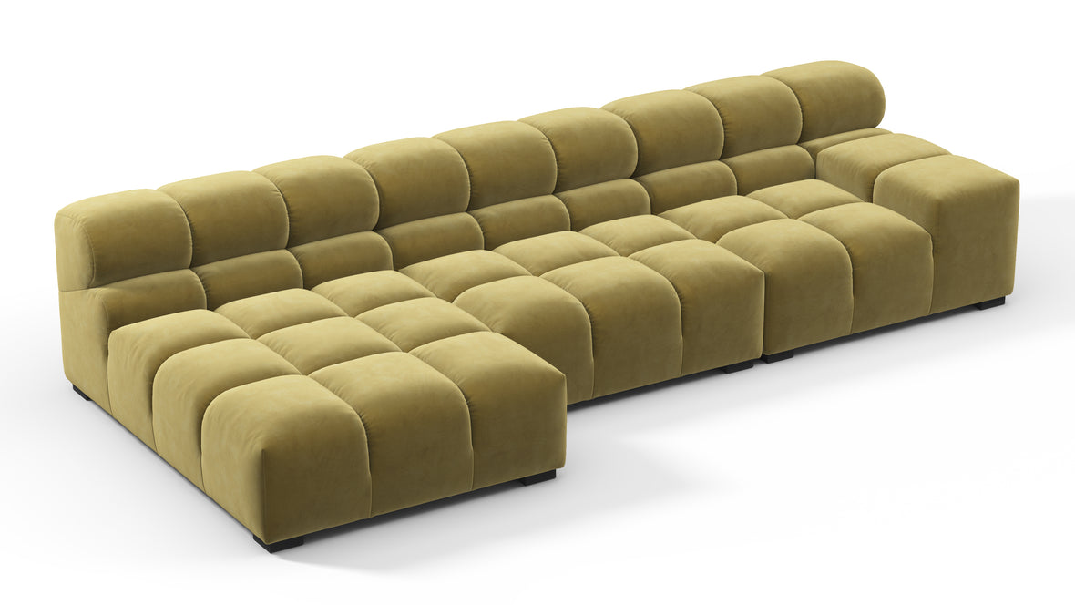 Tufty - Tufty Sectional, Small, Left Chaise, Olive Gold Velvet
