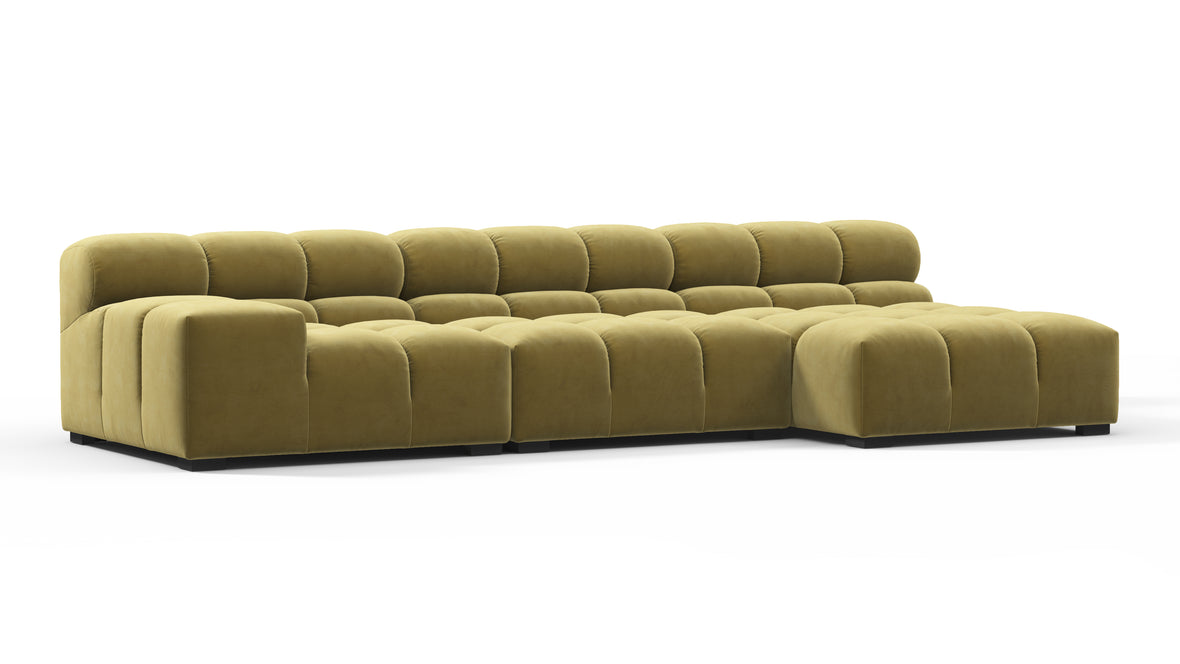 Tufty - Tufty Sectional, Small, Right Chaise, Olive Gold Velvet