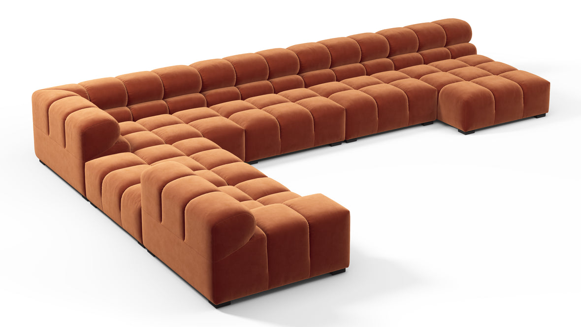 Tufty - Tufty Sectional, Extra Large Left Corner, Spice Velvet