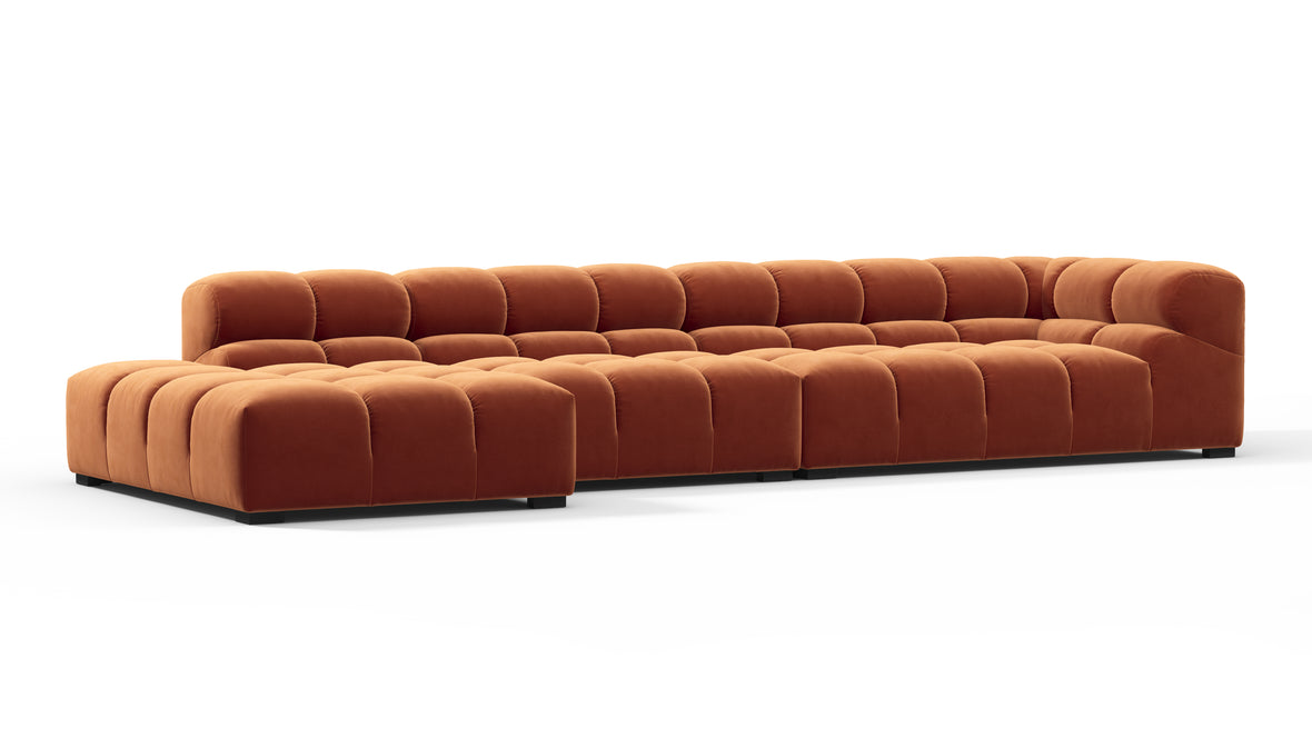 Tufty - Tufty Sectional, Large, Left Chaise, Spice Velvet