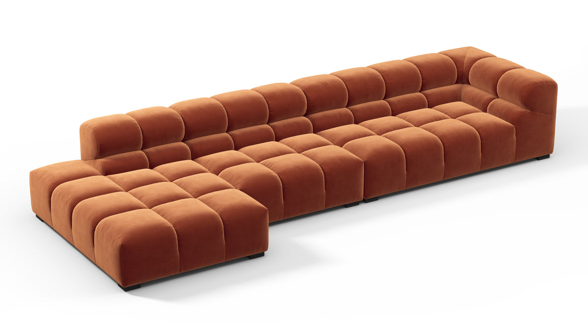 Tufty - Tufty Sectional, Large, Left Chaise, Spice Velvet