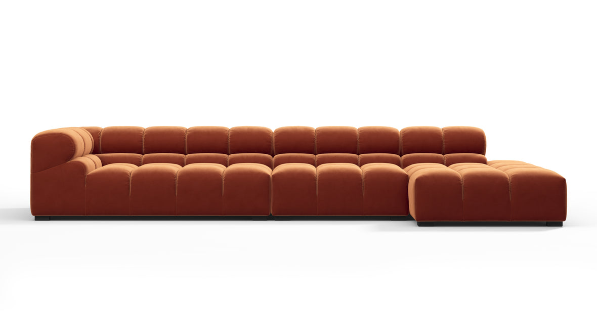 Tufty - Tufty Sectional, Large, Right Chaise, Spice Velvet