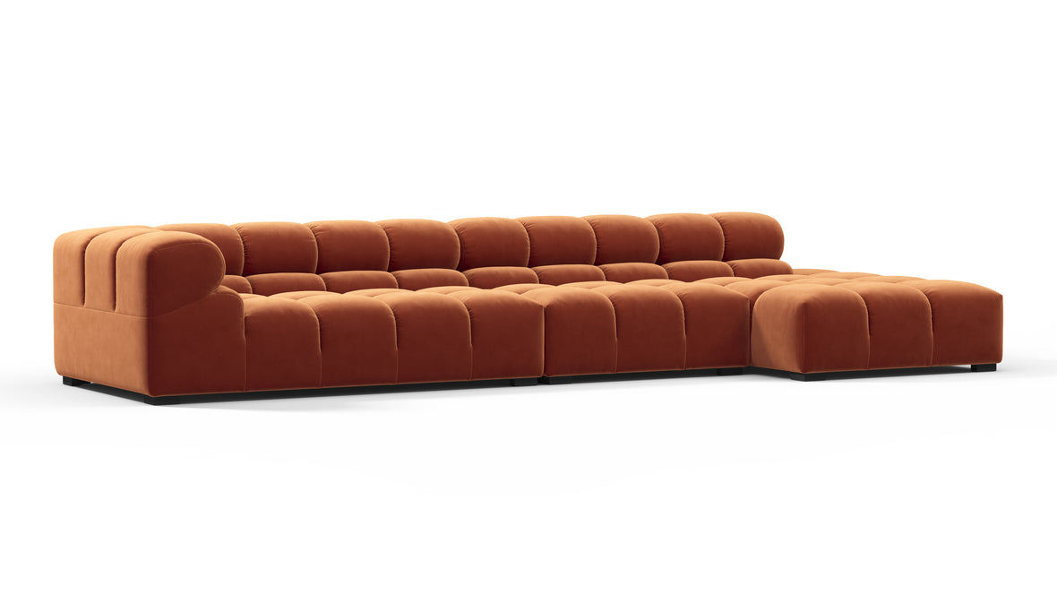 Tufty - Tufty Sectional, Large, Right Chaise, Spice Velvet