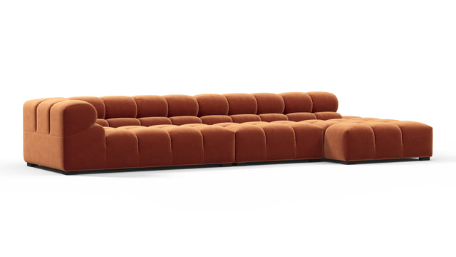 Tufty - Tufty Sectional, Large, Right Chaise, Spice Velvet