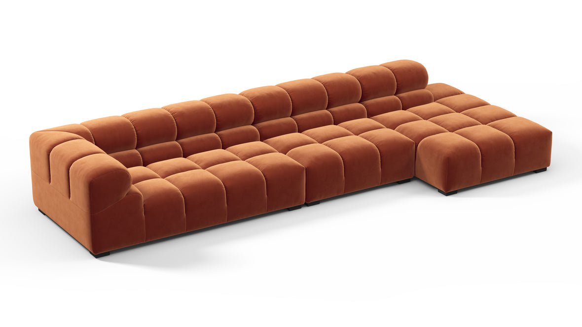 Tufty - Tufty Sectional, Large, Right Chaise, Spice Velvet