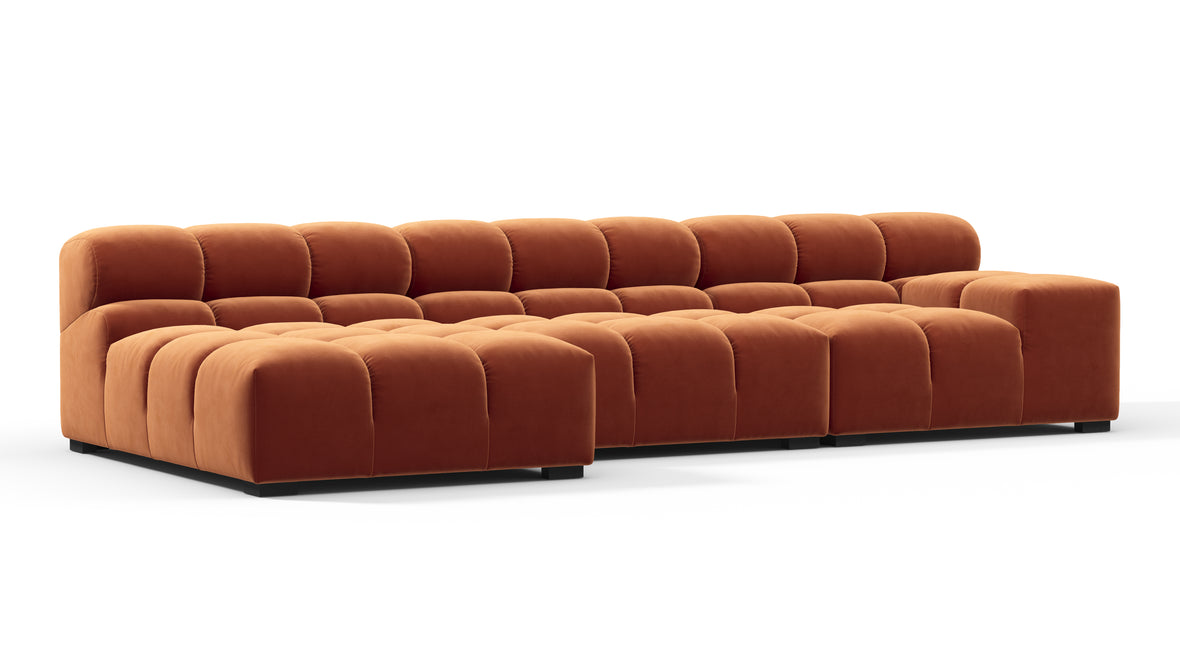Tufty - Tufty Sectional, Small, Left Chaise, Spice Velvet