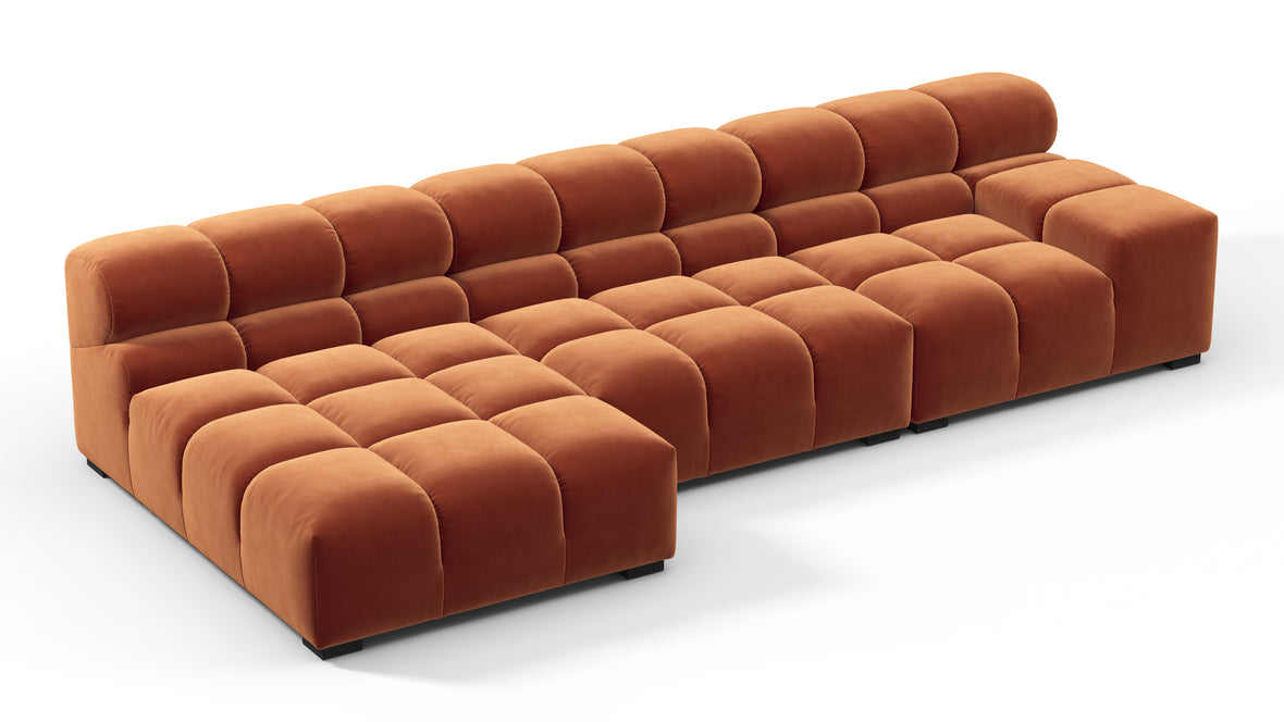 Tufty - Tufty Sectional, Small, Left Chaise, Spice Velvet