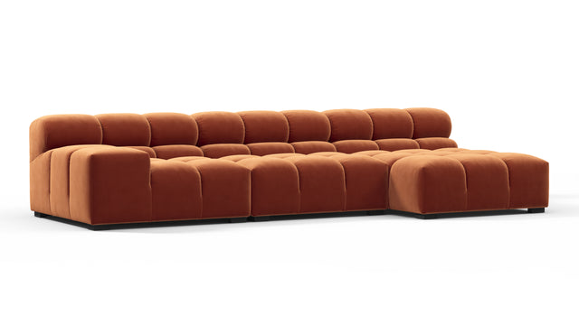 Tufty - Tufty Sectional, Small, Right Chaise, Spice Velvet