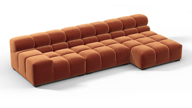 Tufty - Tufty Sectional, Small, Right Chaise, Spice Velvet