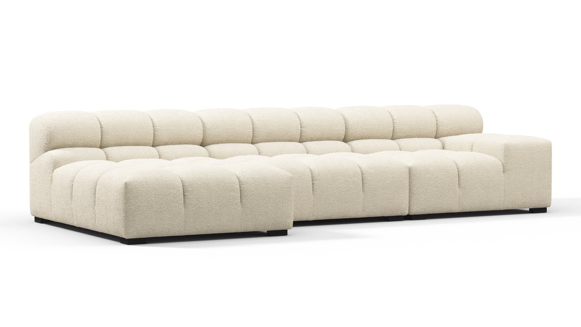 Tufty - Tufty Sectional, Small, Left Chaise, Eggshell Boucle