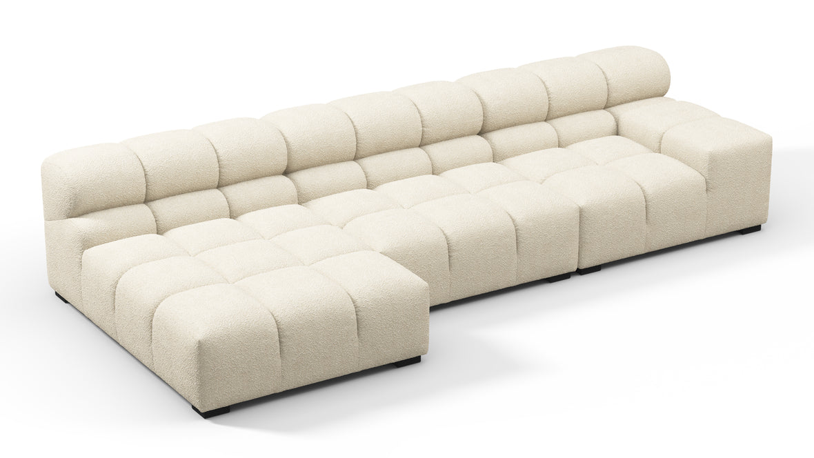 Tufty - Tufty Sectional, Small, Left Chaise, Eggshell Boucle