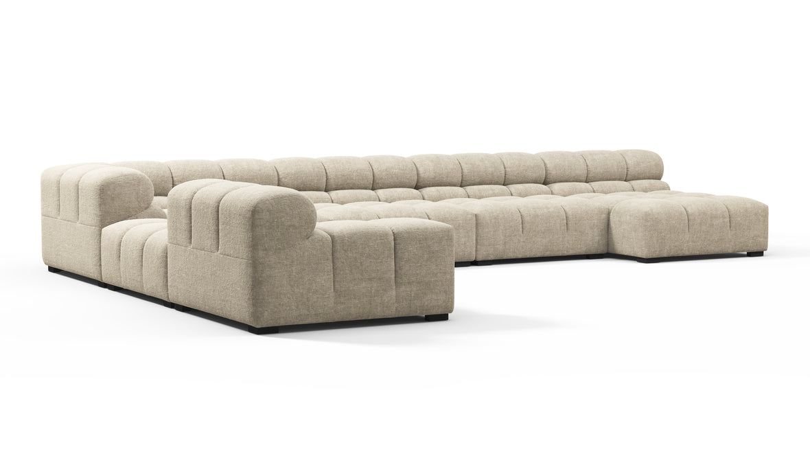 Tufty - Tufty Sectional, Extra Large Left Corner, Beige Gray Chenille