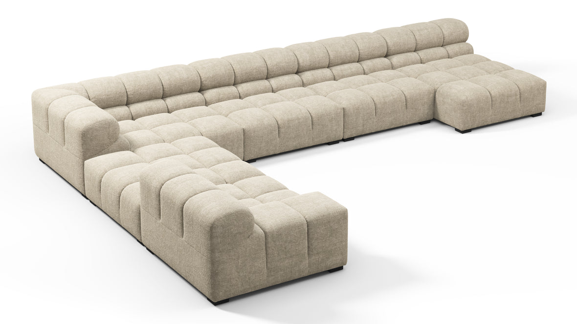 Tufty - Tufty Sectional, Extra Large Left Corner, Beige Gray Chenille
