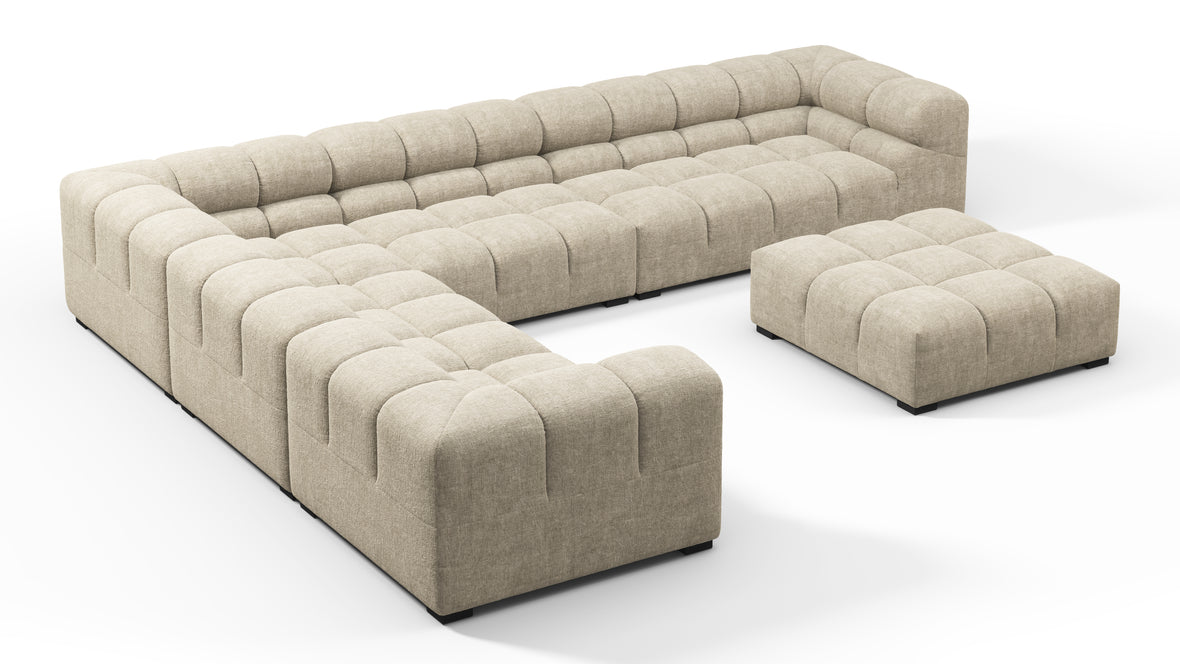 Tufty - Tufty Sectional, Large Left Corner, Beige Gray Chenille