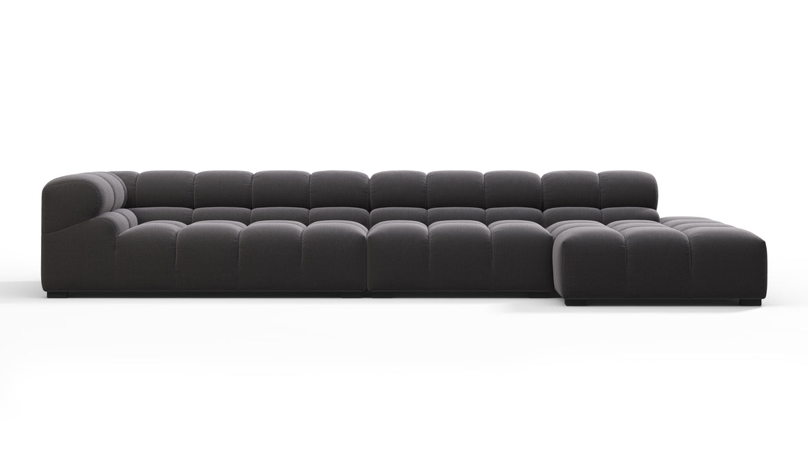 Tufty - Tufty Sectional, Large, Right Chaise, Ink Brushed Weave