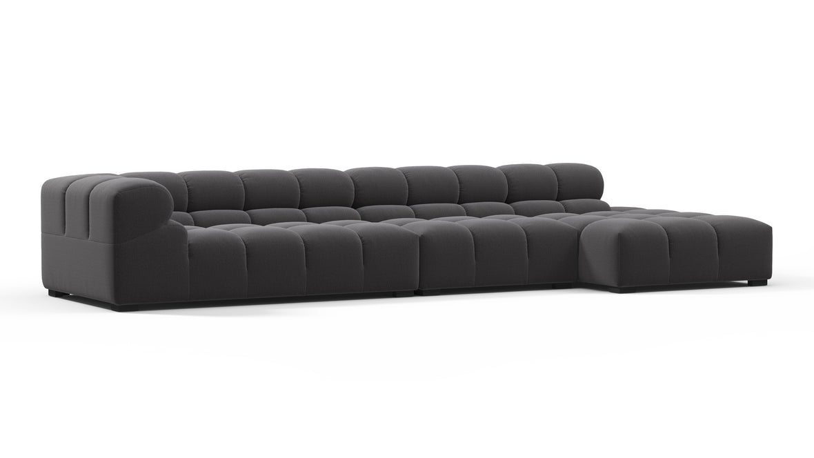 Tufty - Tufty Sectional, Large, Right Chaise, Ink Brushed Weave