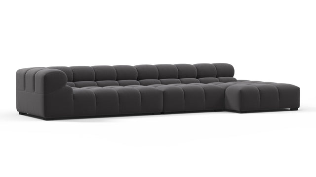 Tufty - Tufty Sectional, Large, Right Chaise, Ink Brushed Weave