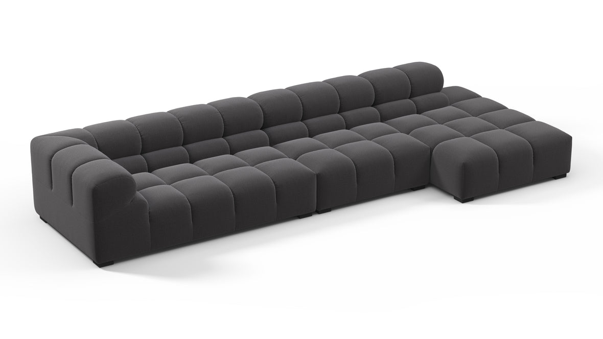 Tufty - Tufty Sectional, Large, Right Chaise, Ink Brushed Weave
