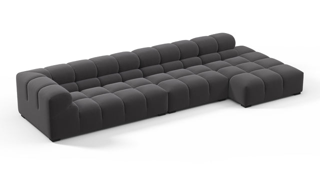 Tufty - Tufty Sectional, Large, Right Chaise, Ink Brushed Weave