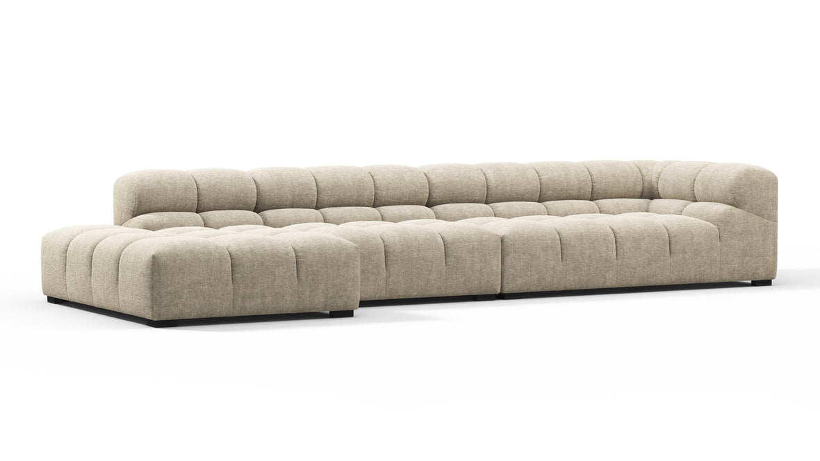 Tufty - Tufty Sectional, Large, Left Chaise, Beige Gray Chenille