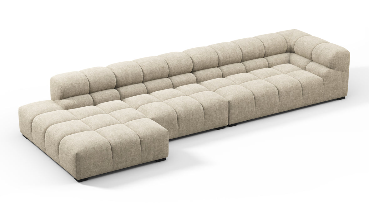 Tufty - Tufty Sectional, Large, Left Chaise, Beige Gray Chenille