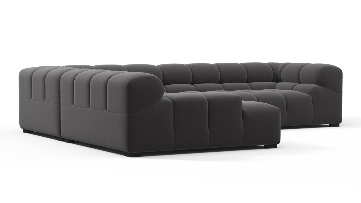 Tufty - Tufty Sectional, Left Corner, Ink Brushed Weave