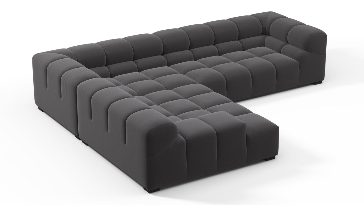 Tufty - Tufty Sectional, Left Corner, Ink Brushed Weave