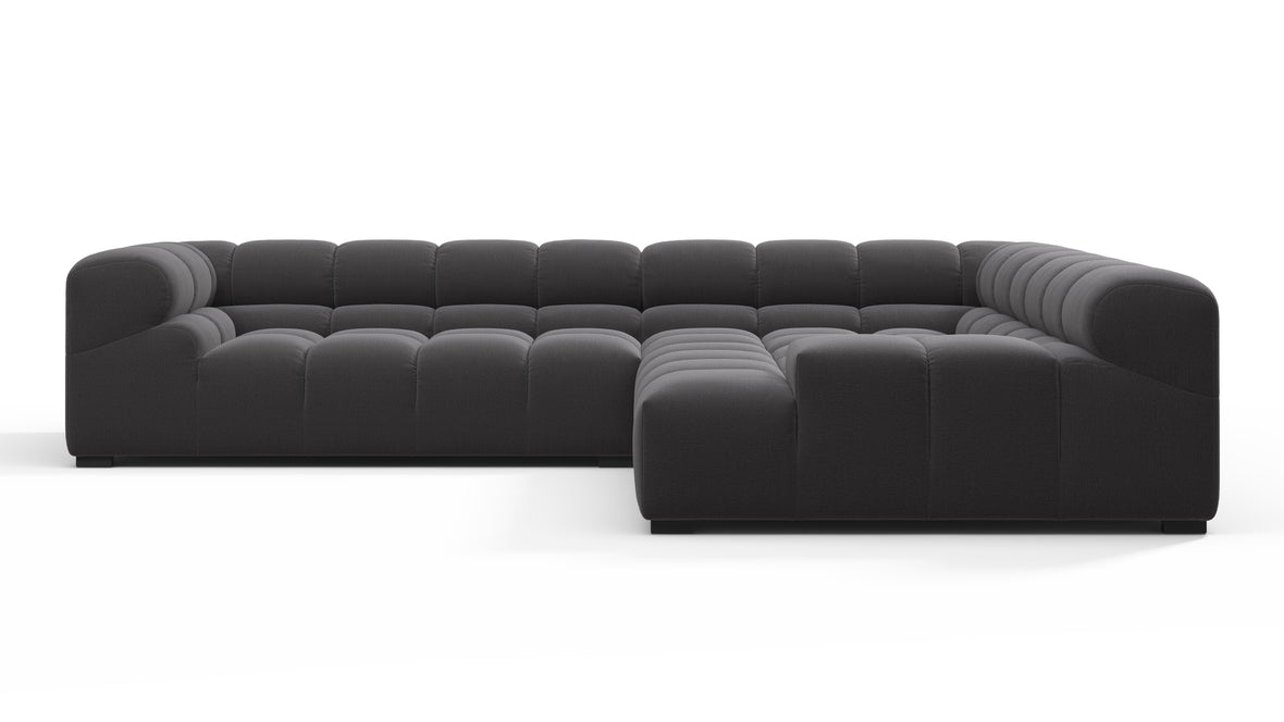 Tufty - Tufty Sectional, Right Corner, Ink Brushed Weave