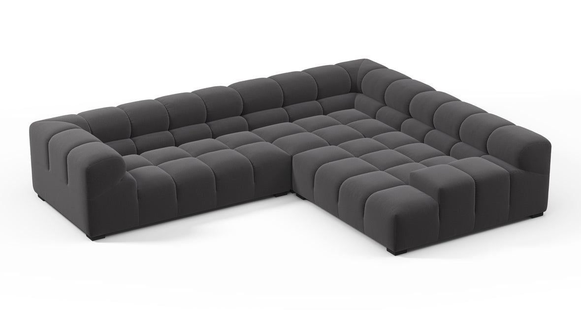Tufty - Tufty Sectional, Right Corner, Ink Brushed Weave