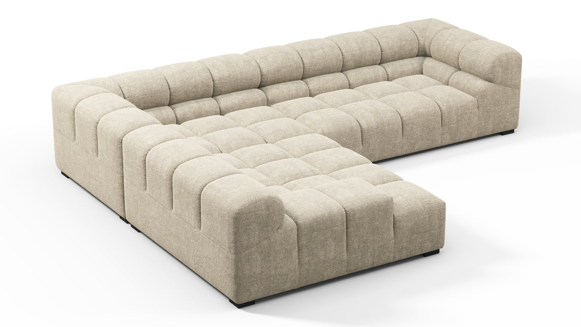 Tufty - Tufty Sectional, Left Corner, Beige Gray Chenille