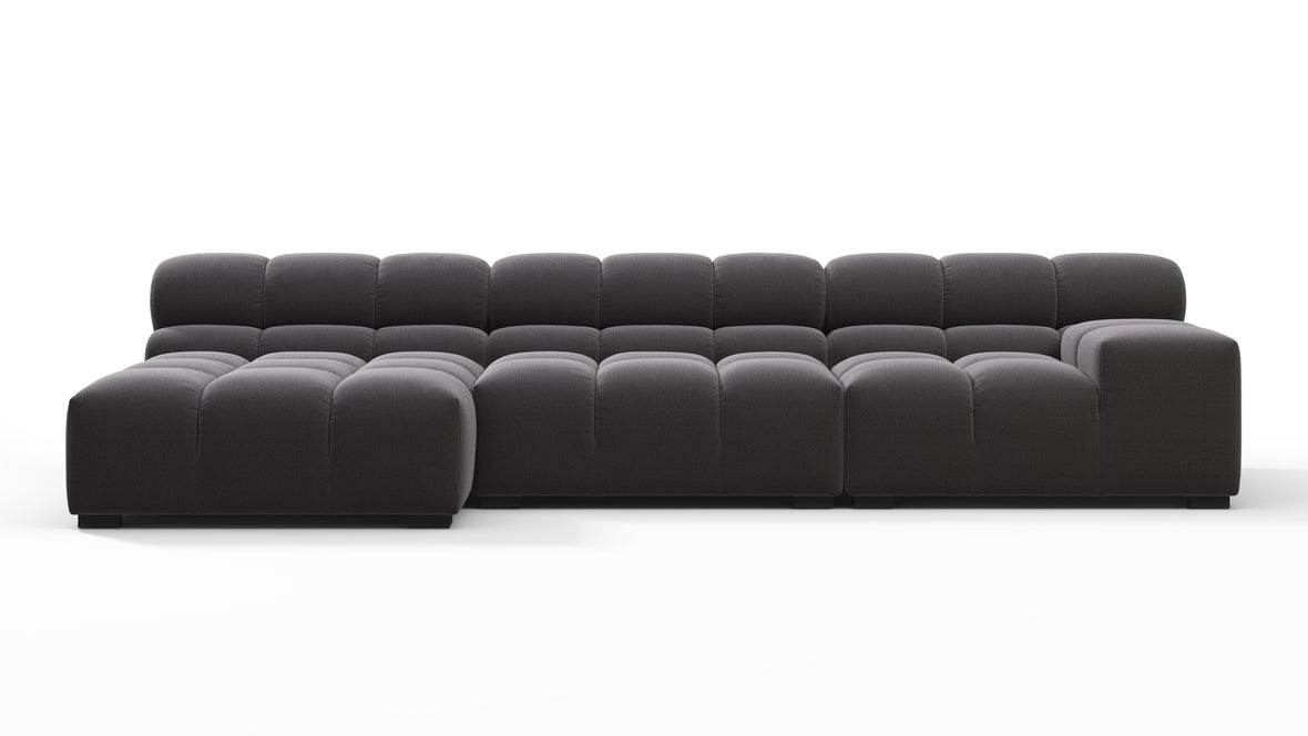 Tufty - Tufty Sectional, Small, Left Chaise, Ink Brushed Weave