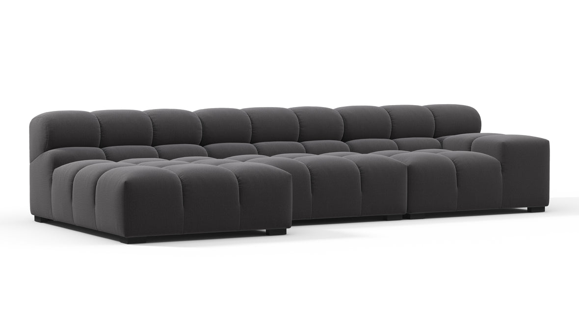 Tufty - Tufty Sectional, Small, Left Chaise, Ink Brushed Weave