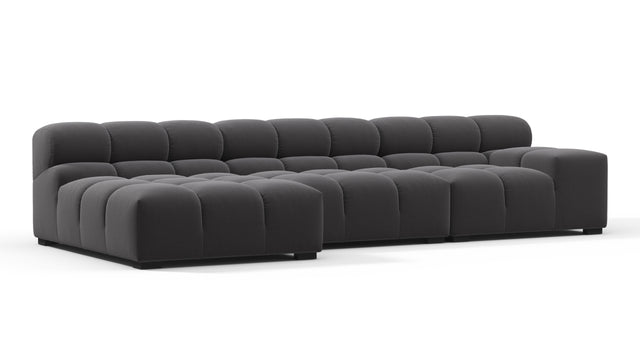 Tufty - Tufty Sectional, Small, Left Chaise, Ink Brushed Weave