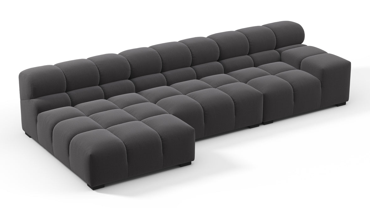 Tufty - Tufty Sectional, Small, Left Chaise, Ink Brushed Weave