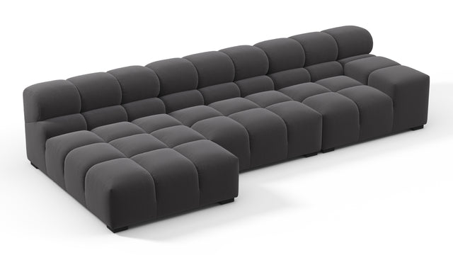 Tufty - Tufty Sectional, Small, Left Chaise, Ink Brushed Weave