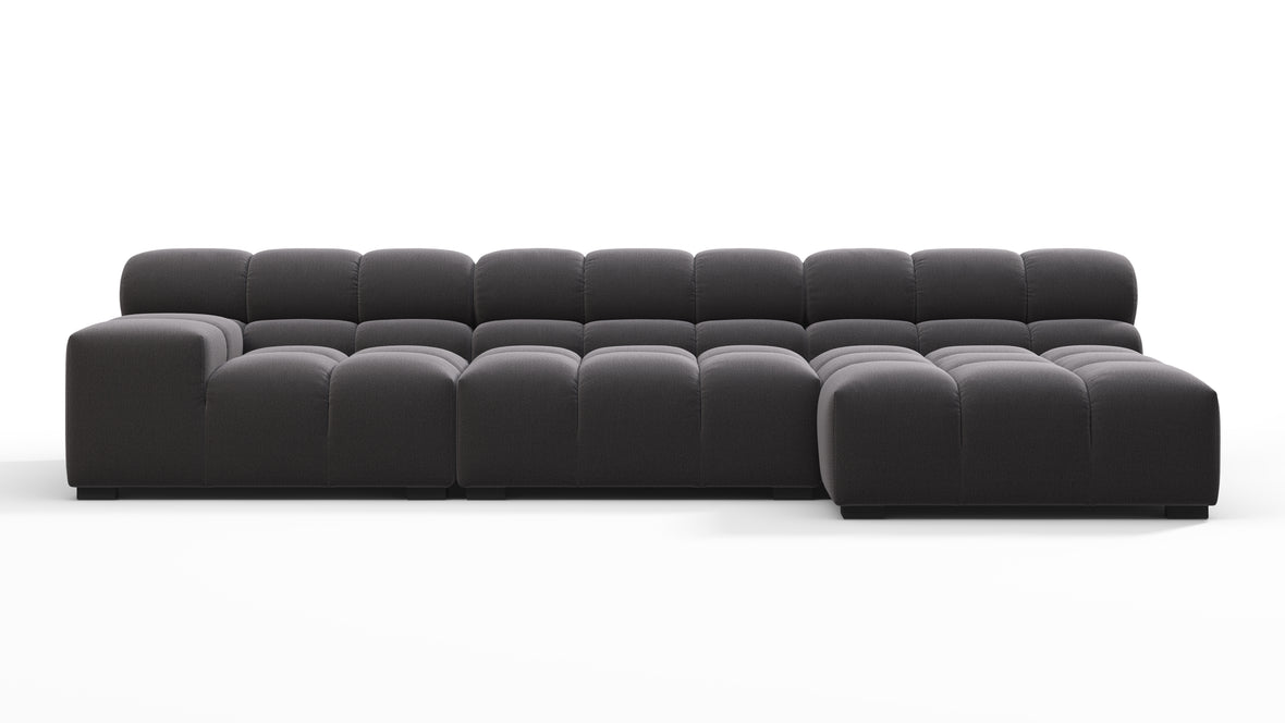 Tufty - Tufty Sectional, Small, Right Chaise, Ink Brushed Weave