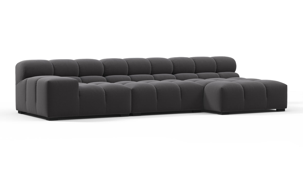 Tufty - Tufty Sectional, Small, Right Chaise, Ink Brushed Weave