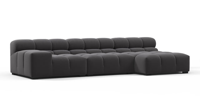 Tufty - Tufty Sectional, Small, Right Chaise, Ink Brushed Weave