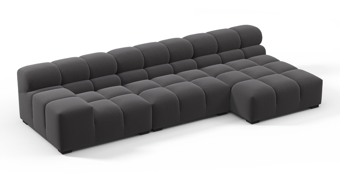 Tufty - Tufty Sectional, Small, Right Chaise, Ink Brushed Weave