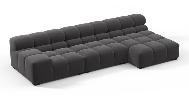 Tufty - Tufty Sectional, Small, Right Chaise, Ink Brushed Weave