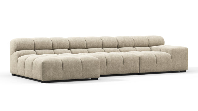 Tufty - Tufty Sectional, Small, Left Chaise, Beige Gray Chenille