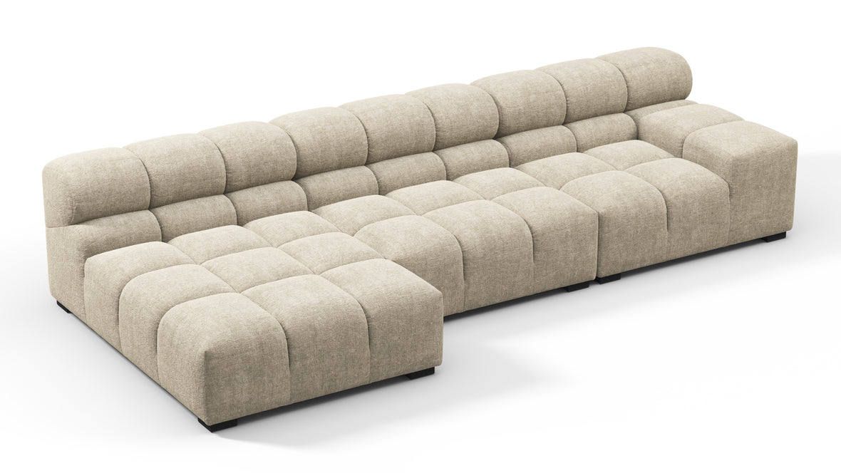 Tufty - Tufty Sectional, Small, Left Chaise, Beige Gray Chenille