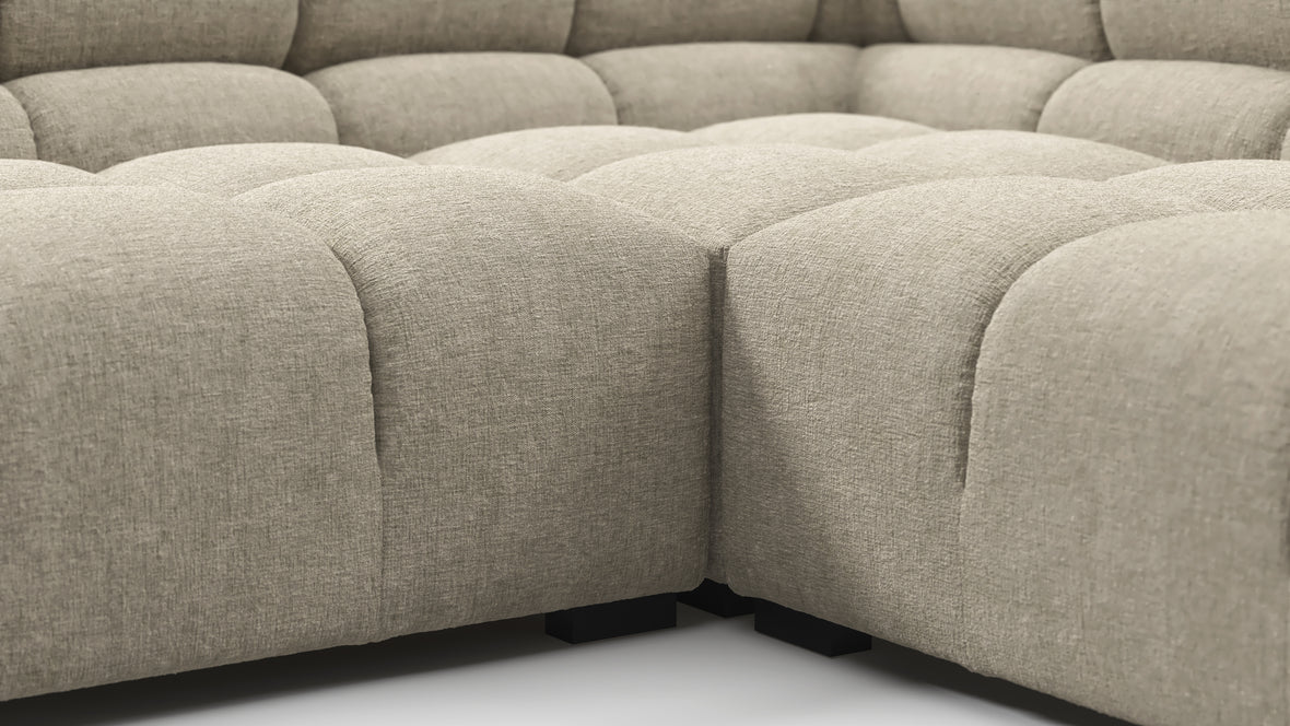 Tufty - Tufty Sectional, U Shape, Beige Gray Chenille