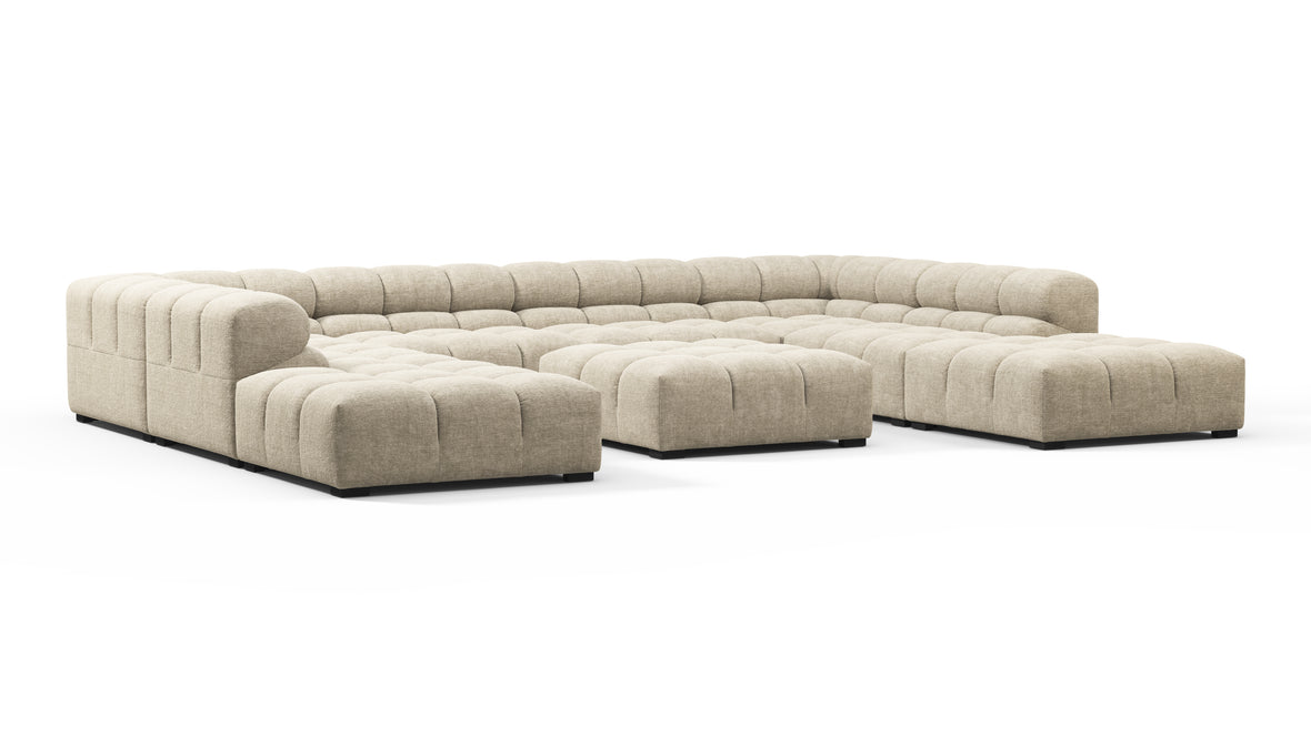 Tufty - Tufty Sectional, U Shape, Beige Gray Chenille